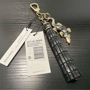 Brahmin Croc Charm Tassel NOCTURNAL MELBOURNE Leather PURSE CHARM NWT